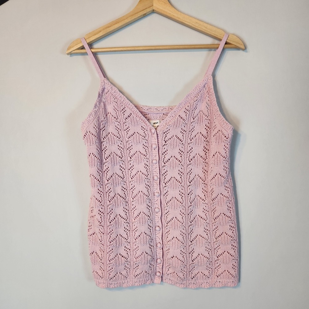 Aerie NWT Pink Knit Sweater Tank Cami 100% Cotton Medium